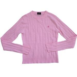 Vintage Southpole Pink Cable Knit Sweater sz Large Y2K 2000s Crewneck Preppy